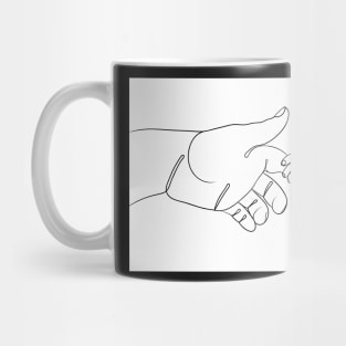 Infant Holding Finger Line Drawing Mug